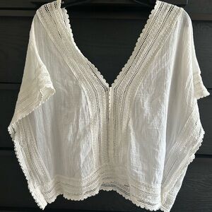 Eberjey cotton cover up top with crochet details size S/M